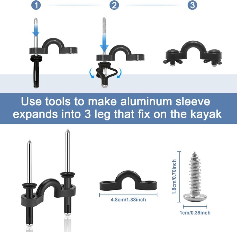 HLOGREE Kayak Handles 2/4 Pack,Kayak Carry Handle with Rivets,Kayak Replacement Handles,Kayak Handles for Emotion/Pelican/Hobie/Lifetime/sit on top/Ocean/Wilderness Accessories,Kayak Parts - Image 3